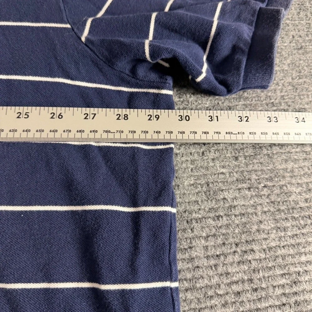 Polo Ralph Lauren Mens 4XB Navy Blue White Striped Short Sleeve Pique Polo Shirt